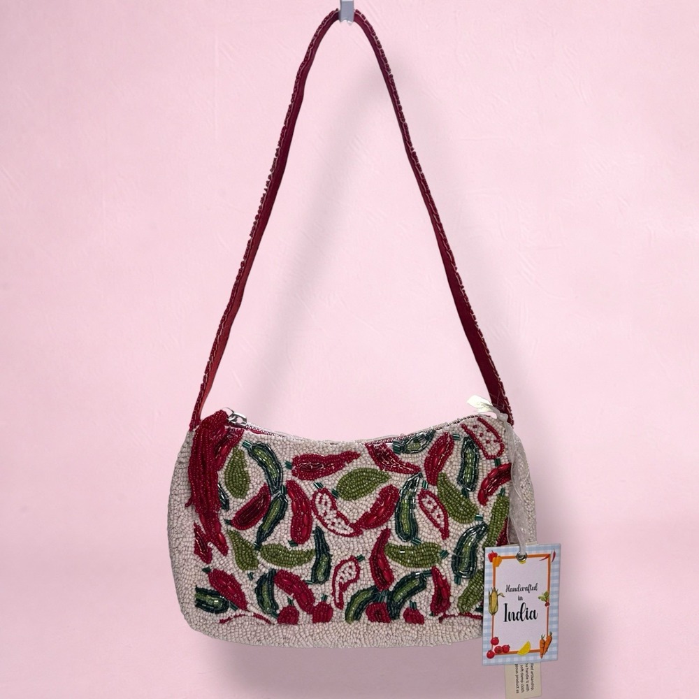 Viral Handcrafted In India Chilli Pepper Beaded Shoulder Bag